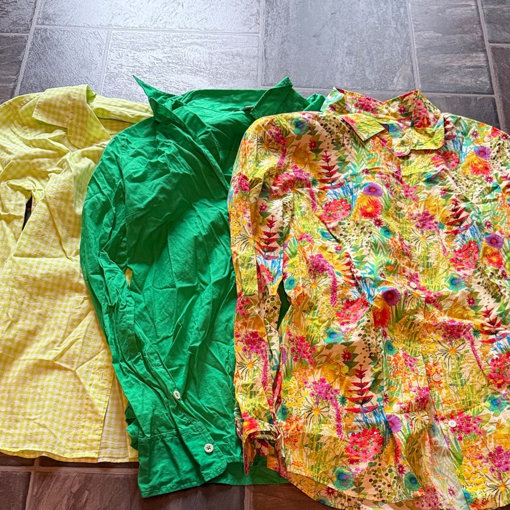 J. Crew Women's Blouses - Green, Yellow, Multicolor